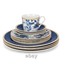 20pc Melodie de Fleurs Bone China Dinner Tea Set Porcelain Dinnerware Blue Plate
