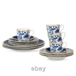 20pc Melodie de Fleurs Bone China Dinner Tea Set Porcelain Dinnerware Blue Plate