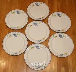 21 Pc. Lenox Chinastone Buttercups on Blue Dinnerware Plates, Cups, Saucers