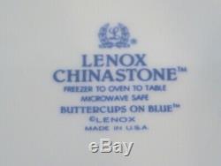 21 Pc. Lenox Chinastone Buttercups on Blue Dinnerware Plates, Cups, Saucers