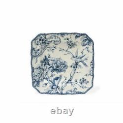 222 Fifth 16-Piece Blue and Whit Scalloped Porcelain Adelaide Dinnerware Set