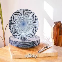 24pc Crockery Set White Blue Flower Dining Dinner Plates Bowls Mugs Pack