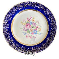 25 Piece Vintage Dinnerware, Century by Salem, Cobalt Glaze, 23 Karat Gold, Porc