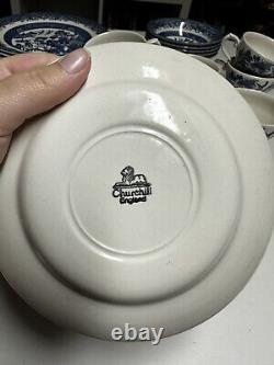 27 piece Churchill Willow Dinnerware Set Made In England Blue Willow