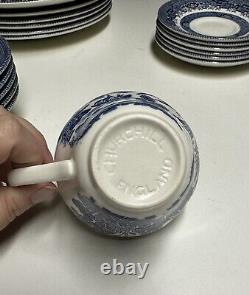 27 piece Churchill Willow Dinnerware Set Made In England Blue Willow