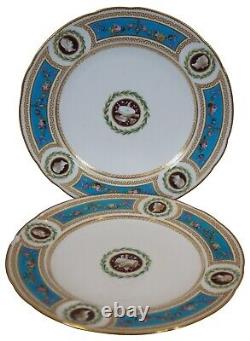 2 Antique 1862 Minton International Exhibition Jeweled Turquoise Plates 10