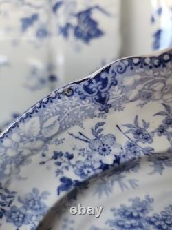 2 Antique Blue Transferware Staffordshire 10.1/4 Dinner Plates Durham Cathedral