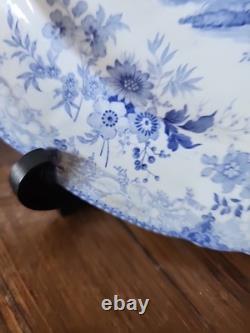 2 Antique Blue Transferware Staffordshire 10.1/4 Dinner Plates Durham Cathedral