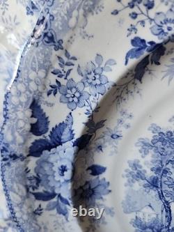 2 Antique Blue Transferware Staffordshire 10.1/4 Dinner Plates Durham Cathedral