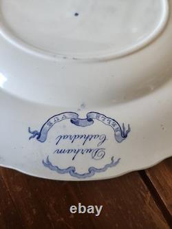 2 Antique Blue Transferware Staffordshire 10.1/4 Dinner Plates Durham Cathedral