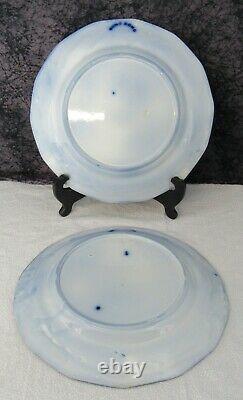 (2) Antique Staffordshire Flow Blue Hong Kong Ironstone 10 3/8 Dinner Plates