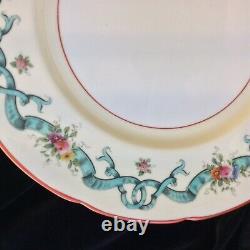 2 Coalport Dinner Plates Blue Ribbons Pattern 8851 10-1/2