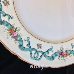 2 Coalport Dinner Plates Blue Ribbons Pattern 8851 10-1/2