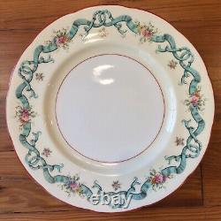 2 Coalport Dinner Plates Blue Ribbons Pattern 8851 10-1/2