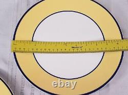 2 Coupe Dinner Plate Pagnossin SPA YELLOW Pastel Ironstone Blue Trim 10.75