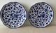 2 Deruta hand painted Italian ceramic Blue & White Arabesco Scalloped Plates