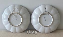 2 Deruta hand painted Italian ceramic Blue & White Arabesco Scalloped Plates