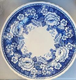2 Mason's Ironstone Blue & White Dinner Plates Made in England Crabtree & Evelyn