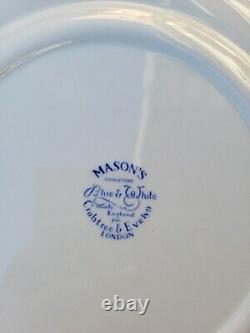 2 Mason's Ironstone Blue & White Dinner Plates Made in England Crabtree & Evelyn