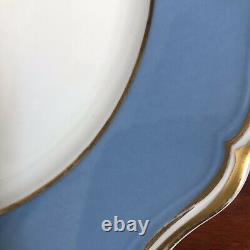 2 RAYNAUD POLKA BLUE DINNER PLATES 10-3/4 PORCELAIN LIMOGES (Ceralene) Exc Cond