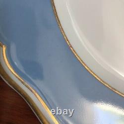 2 RAYNAUD POLKA BLUE DINNER PLATES 10-3/4 PORCELAIN LIMOGES (Ceralene) Exc Cond