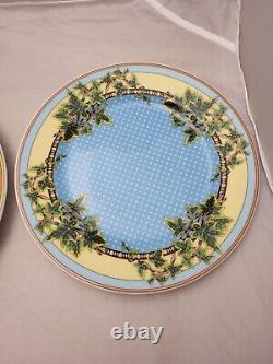2 ROSENTHAL VERSACE IVY LEAVES PASSION Blue Yellow Orange Dinner Plates 10in