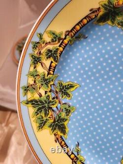 2 ROSENTHAL VERSACE IVY LEAVES PASSION Blue Yellow Orange Dinner Plates 10in