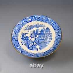 2 Royal Worcester Light B&W Gold Lining WILLOW Dinner Plates c. 1893 2 Royal Worcester Light B&W Gold Lining WILLOW Dinner Plates c. 1893