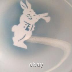 2 SYRACUSE CHINA Plates Blue Airbrush White Rabbit & Plane Restaurant Ware RARE