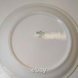 2 SYRACUSE CHINA Plates Blue Airbrush White Rabbit & Plane Restaurant Ware RARE