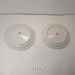 2 SYRACUSE CHINA Plates Blue Airbrush White Rabbit & Plane Restaurant Ware RARE