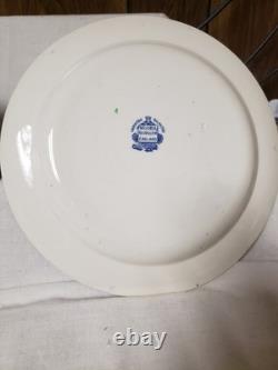 2 Woods Burslem England Blue Multi Color Turkey Dinner Plates 10