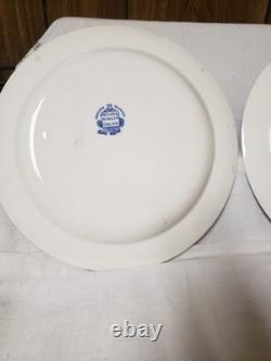 2 Woods Burslem England Blue Multi Color Turkey Dinner Plates 10