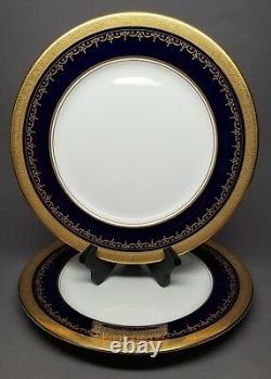 2 x Aynsley GEORGIAN COBALT SMOOTH 10 5/8 Dinner Plate Bone China 7348 READ #1