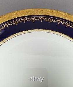 2 x Aynsley GEORGIAN COBALT SMOOTH 10 5/8 Dinner Plate Bone China 7348 READ #1