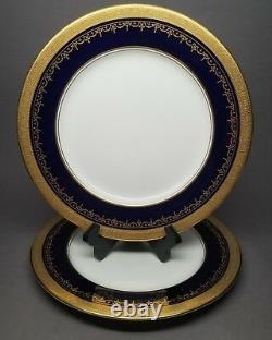 2 x Aynsley GEORGIAN COBALT SMOOTH 10 5/8 Dinner Plate Bone China 7348 READ #2