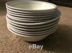 30 Corelle Moonglow Pieces Dinner Plates Soup Bowls Purple Green Blue Stripe