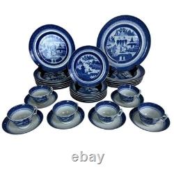 30 PC Mottahedeh Vista Allegra Blue Canton Porcelain Plates Charleston Set