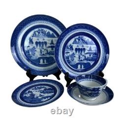 30 PC Mottahedeh Vista Allegra Blue Canton Porcelain Plates Charleston Set