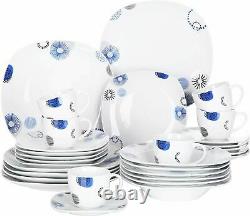 30-Piece Dinner Set Blue/White Porcelain Crockery Plates Bowl Mug Service for 6