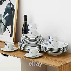 30-Piece Dinner Set Blue/White Porcelain Crockery Plates Bowl Mug Service for 6