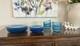30 pc Vintage FORTECRISA MEXICO ICE BLUE Glass Ribbed Din & Salad Plates & Bowls