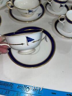 32+ SPODE Copeland WH Plummer Bone China Set Cobalt Blue Gold withMarjo Flag c1900