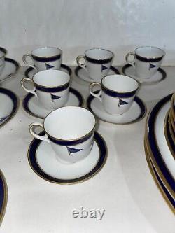 32+ SPODE Copeland WH Plummer Bone China Set Cobalt Blue Gold withMarjo Flag c1900