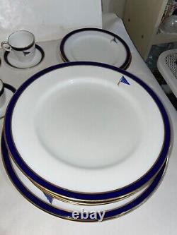 32+ SPODE Copeland WH Plummer Bone China Set Cobalt Blue Gold withMarjo Flag c1900