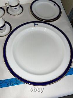 32+ SPODE Copeland WH Plummer Bone China Set Cobalt Blue Gold withMarjo Flag c1900