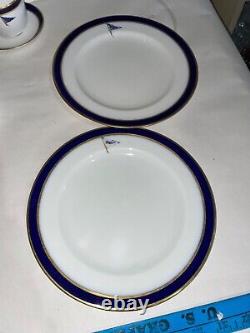 32+ SPODE Copeland WH Plummer Bone China Set Cobalt Blue Gold withMarjo Flag c1900