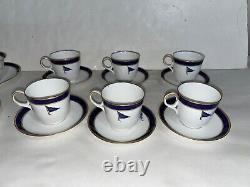 32+ SPODE Copeland WH Plummer Bone China Set Cobalt Blue Gold withMarjo Flag c1900