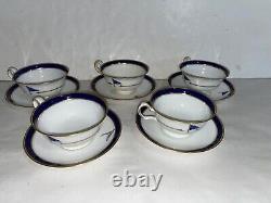 32+ SPODE Copeland WH Plummer Bone China Set Cobalt Blue Gold withMarjo Flag c1900