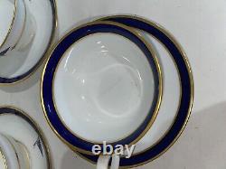 32+ SPODE Copeland WH Plummer Bone China Set Cobalt Blue Gold withMarjo Flag c1900